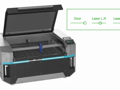 Steel Frame Laser Cutting System Rigged 3D model