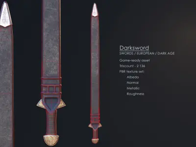 Darksword 11th Century Viking Sword Low-poly 3D model