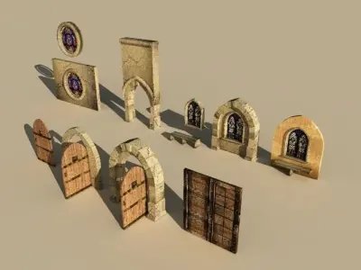 Gothic-Style Medieval Basilica Builders Kit 3D model
