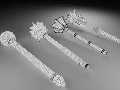 Unique medieval maces pack Low-poly 3D model
