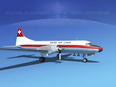Convair CV-580 Swissair 3D model