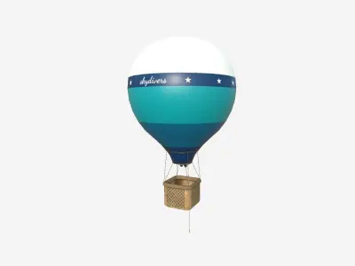 Balloon Hot Air 02 Blue - Aircraft Cartoon Low-poly 3D model
