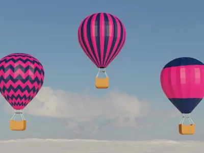 Low poly hot air balloon Low-poly 3D model
