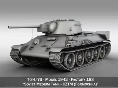 T-34-76 UZTM - Model 1942 - Soviet Medium Tank 3D model