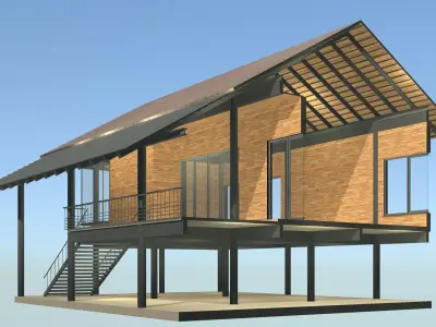 Tropical house in section cut 25-06 3D model