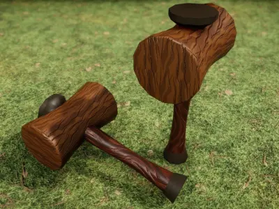 Stylized Hammer Free low-poly 3D model