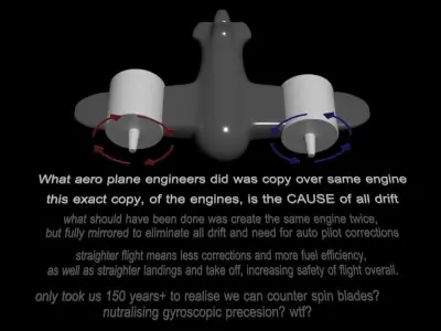Twin Mirrored Engine Pairs - Eliminate Cause Drift - Concept 3D model