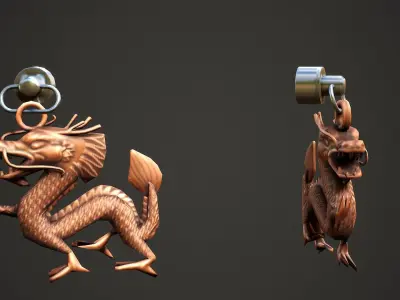 Chinese Dragon Weapon Charm - Low Poly Game Ready Low-poly 3D model