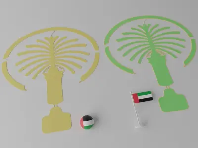 The Palm Jumeirah Island Dubai UAE 3D model