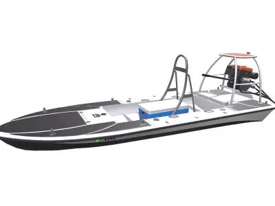 Flat Skiff Boat Low-poly PBR Low-poly 3D model