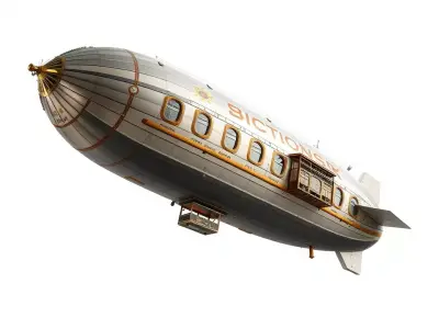 Retro Airship model pack Low-poly 3D model