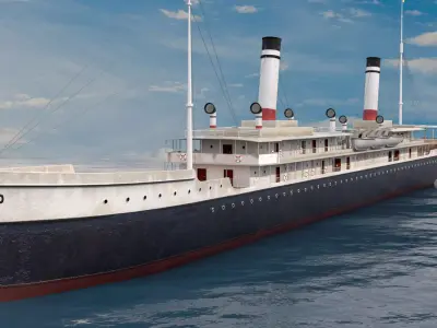 Steamship Low-poly 3D model