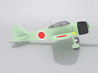 Mitsubishi A6M2 Zero Low-poly 3D model