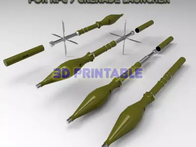 Grenade PG-7V for grenade launcher RPG 7 3D Printable Moulage 3D model