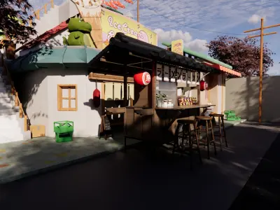 Japanese Style cart Foodcart Fruitcart 3D model