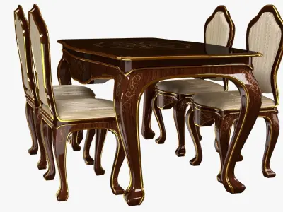 Classic Table And Chair 0001 Free 3D model