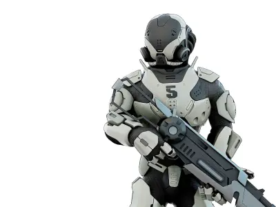 CYBORG SOLDIER RX-5 Rigged for Unreal Engine - Unity - MIXAMO 3D model
