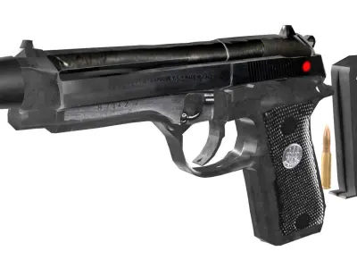 3D Rigged Pistol Low-poly 3D model