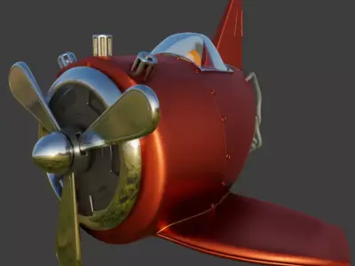 airplane orange submarine Low-poly 3D model