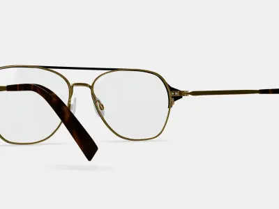 Corson Eyeglasses in Jet Black with Polished Gold 3D model