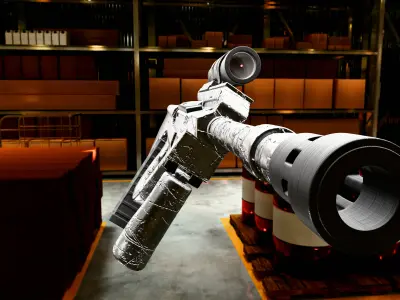 Stylized Scratched AUG Rifle Game Ready 3D Model FBX OBJ USD Low-poly 3D model