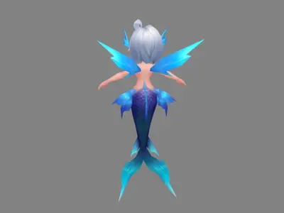 Cartoon mermaid girl Low-poly 3D model