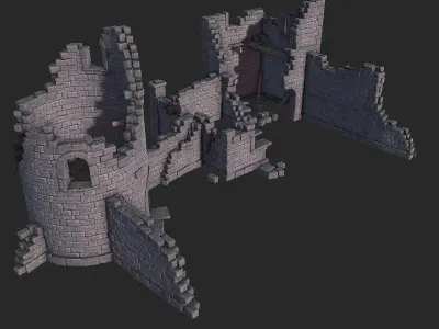 Castle Ruins Low-poly 3D model