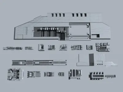 sci-fi greebles kitbash Low-poly 3D model