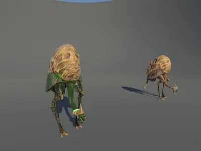 Ostrich Dinosaur Velociraptor Monster 4 Low-poly 3D model