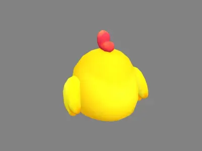 Cartoon chick doll Low-poly 3D model