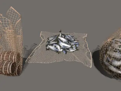 Fishing net Low-poly 3D model