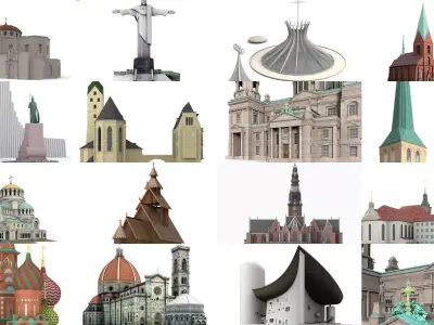 15x Churches and cathedrals worldwide 3D Model Collection 