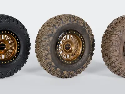 Raceline Ryno Cast Beadlock - BFGoodrich Mud Terrain KM3 Low-poly 3D model