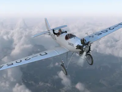 Vintage Aircraft with Pilot 3D model
