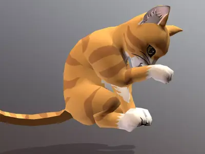 Tiger Yellow Cat Sitting Idle Cycle 3D model