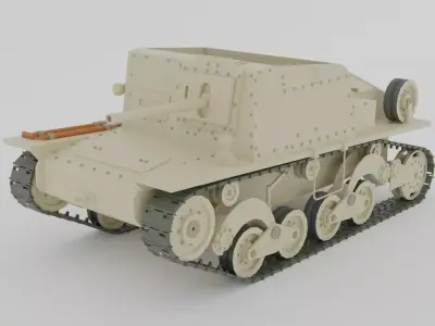 Cartoon Semovente L40 da 47-32 Tank 3D model