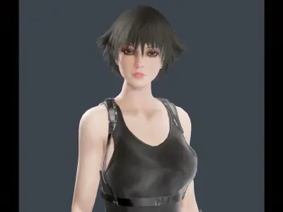 Military Girl V2 Low-poly 3D model