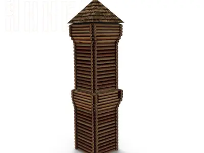 Constructor of wooden fortresses Low-poly 3D model