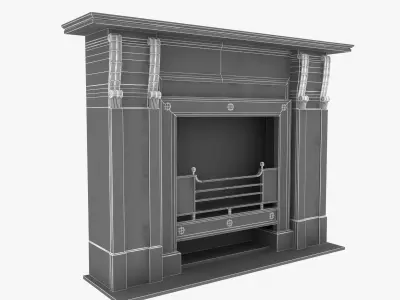 Black marble vintage fireplace 3D model