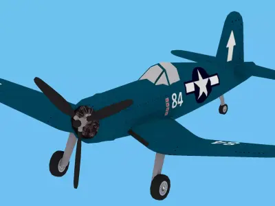 F4U CORSAIR Low Poly Low-poly 3D model