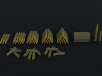 Cartoon Diselpunk artillery Polygonal Style Low-poly 3D model
