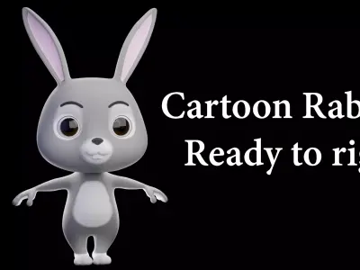 Cartoon Rabbit - READY TO RIG Low-poly 3D model