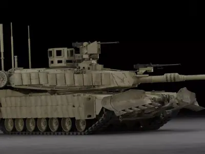 Tank M1A2 SEP2 With Mine Trawl 3D Model 3D model