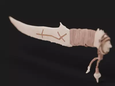 Ancient Bone Knife Low-poly 3D model