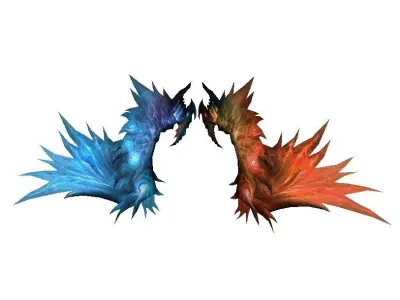 Blue-Red Dragon Wing Low-poly 3D model