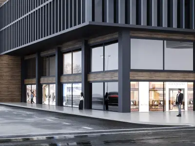 Storefront Realistic Shopping Mall Exterior 3D model