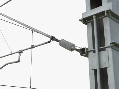 Railway Cantilever Catenary Pole Gray 3D model purchase