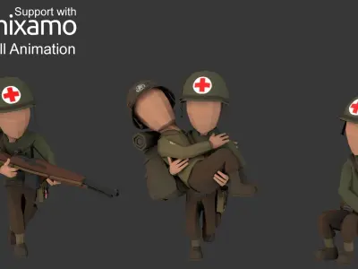 WW2 US Medic Low-poly 3D model
