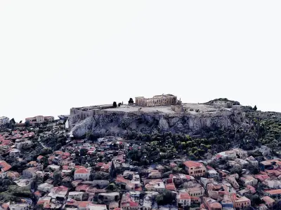 Acropolis of Athens - Parthenon- panoramic Low-poly 3D model