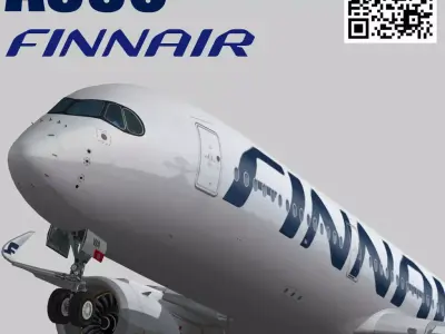 Airbus A350-900 XWB Finnair OH-LWA Low-poly 3D model